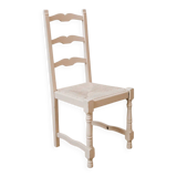 Cream wood chair, cream wicker "Delphinium"
