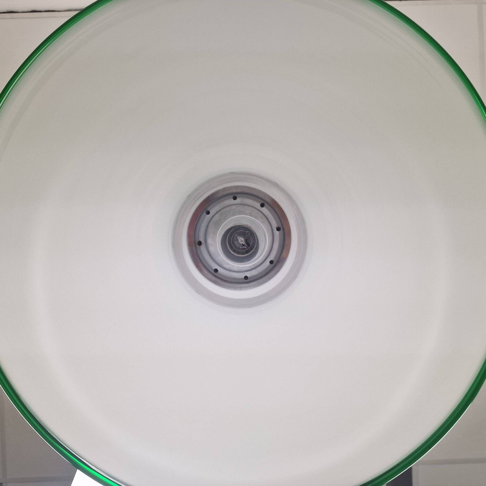 Large Italian Murano Cased Glass Pendant Light with Green Trim, 1970's