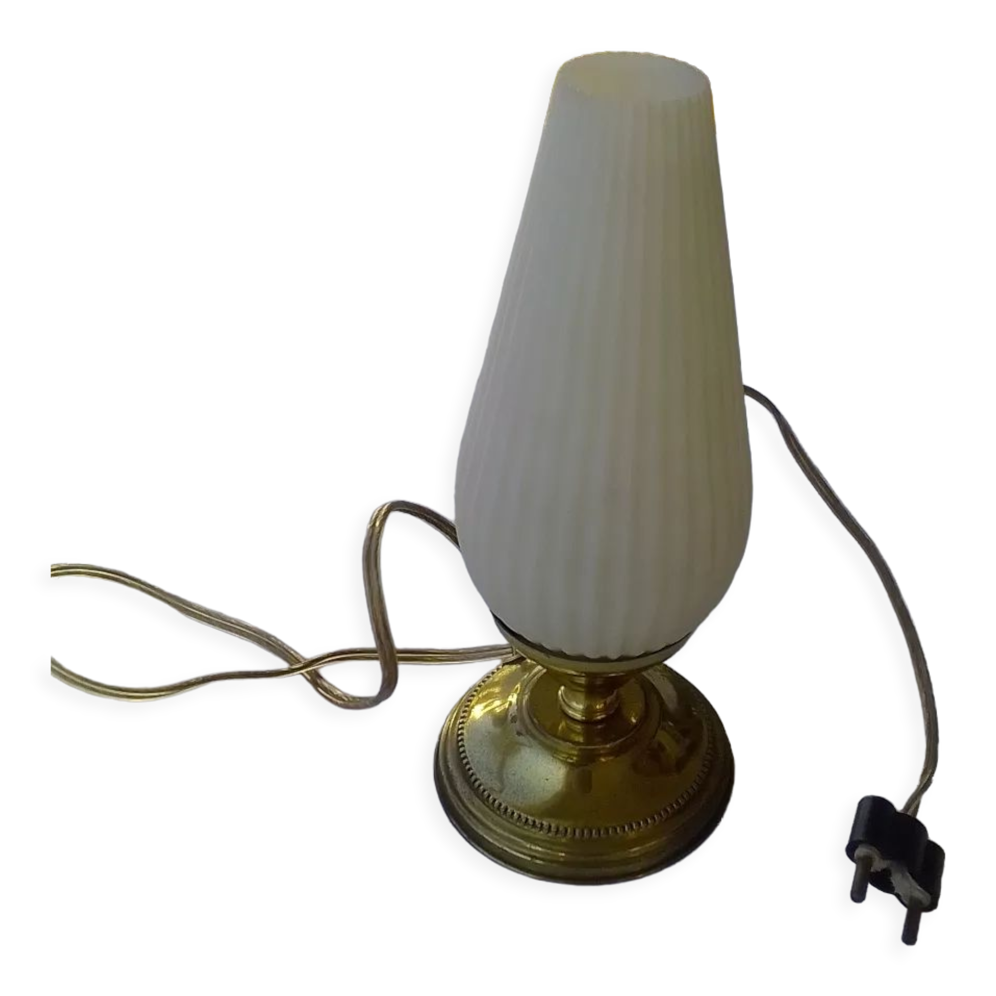 Desk lamp brass plastic lampshade