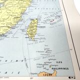 Vintage map Asia China Korea 43x43cm from 1950