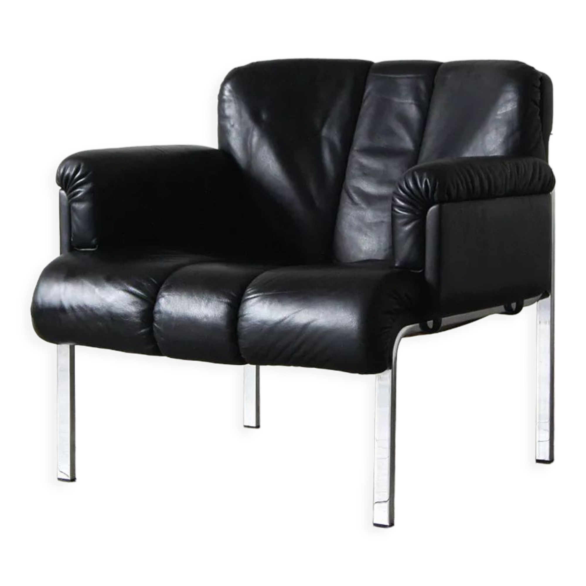 Girsberger Euro Chair in Black Leather by Hans Eichenberger