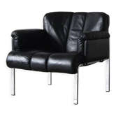 Girsberger Euro Chair in Black Leather by Hans Eichenberger