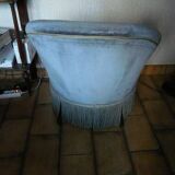 Fauteuil crapaud, velours bleu