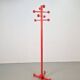 Postmodern Red Stained Beech Coat Rack with Balls, Italy, 1970s