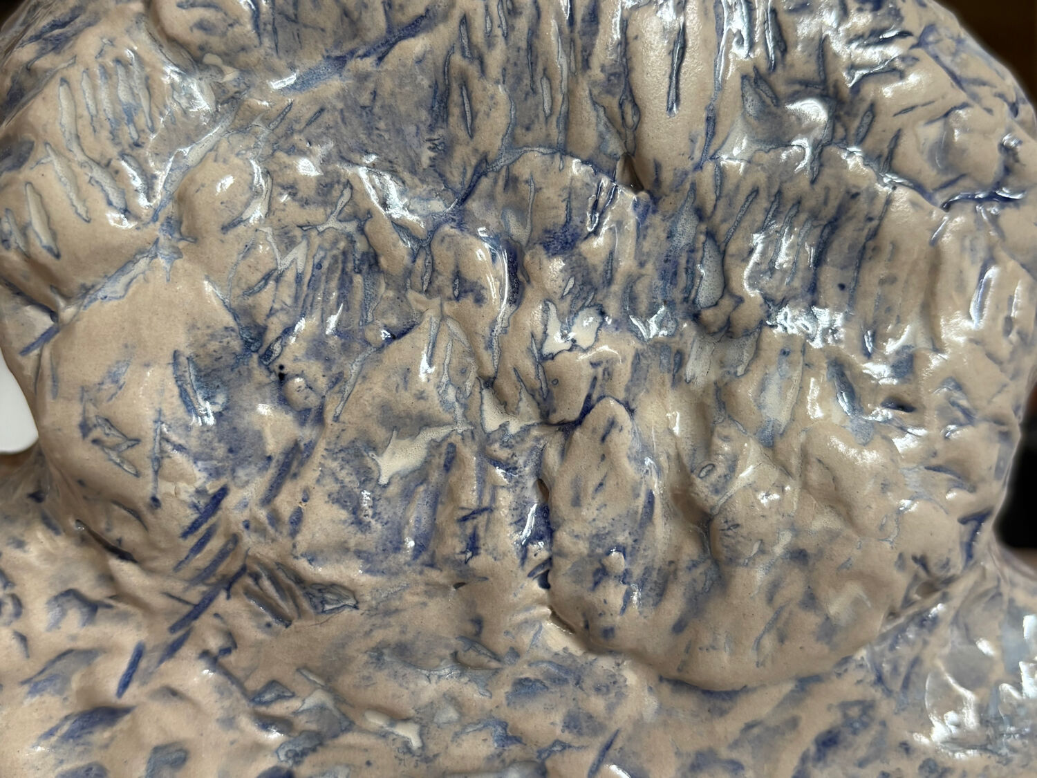 Blue and white ceramic snail