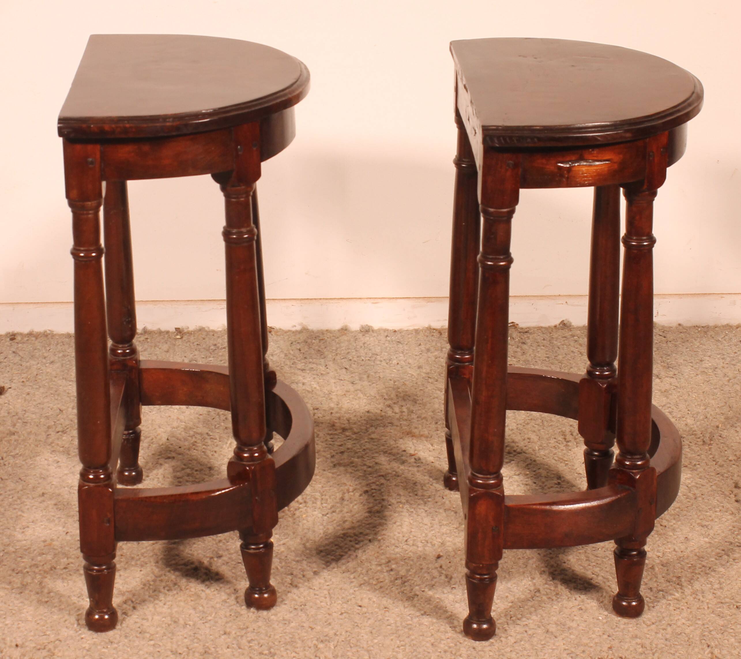Pair Of Louis XIII Style Walnut Bedside Tables Or End Tables