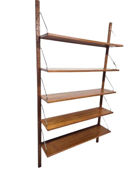 Teak shelving system, marked made in Denmark, 1960.