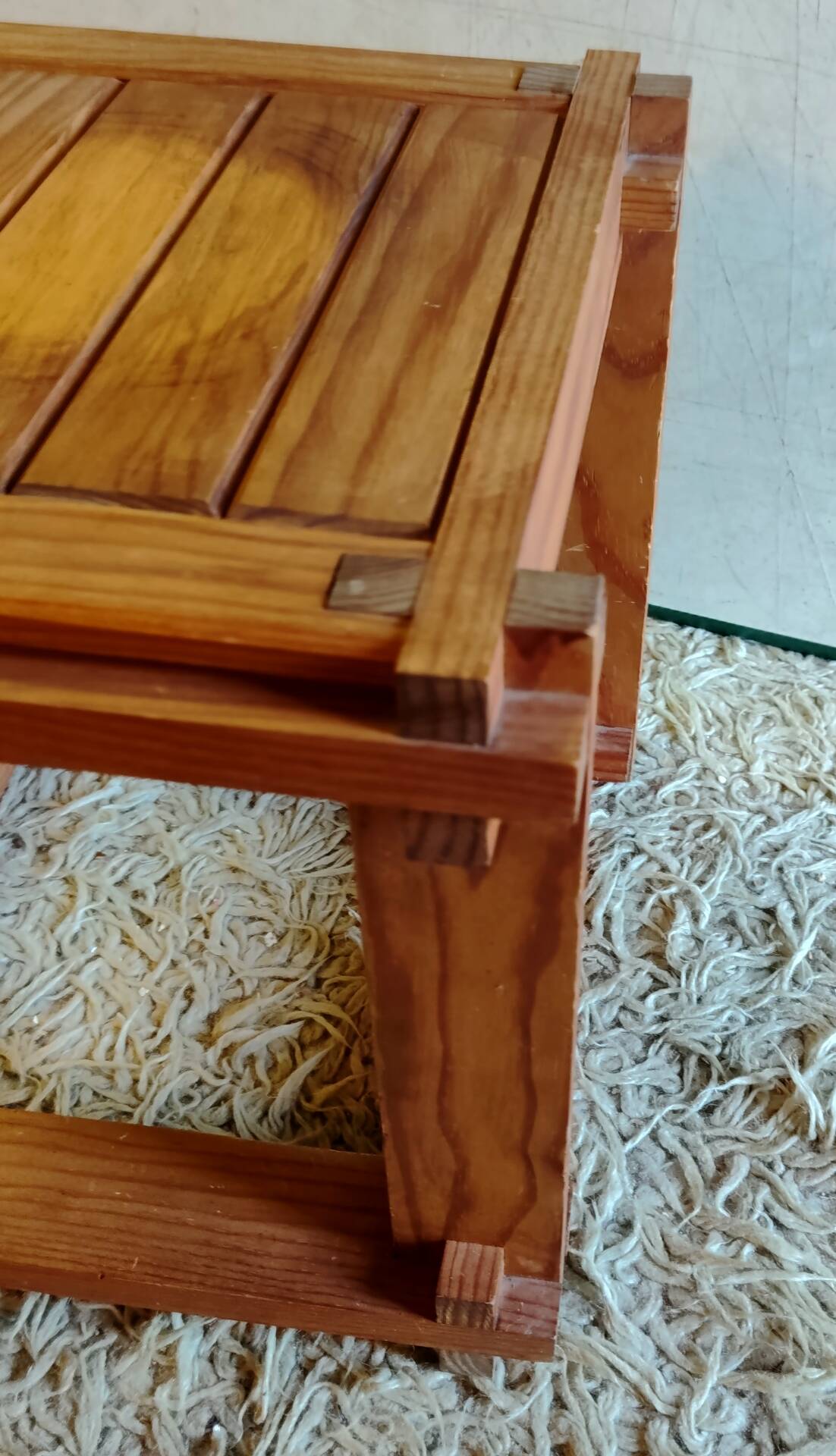 Solid wood coffee table in brutalist style - mid 20th century.