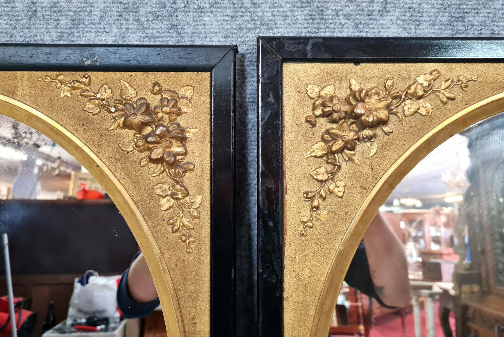 Pair of mirrors in gilded and lacquered wood Napoleon III period around 1880-1900