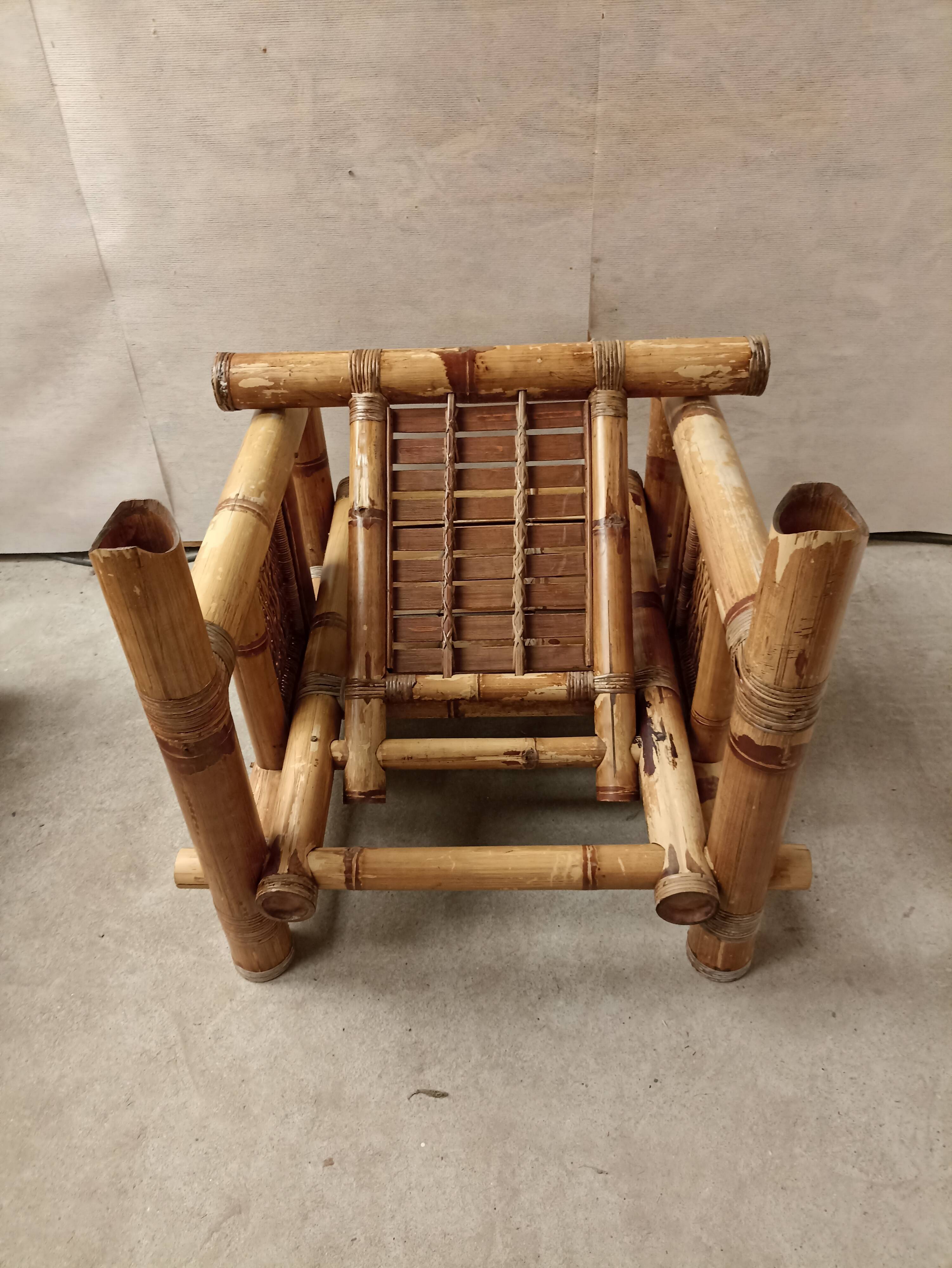 Cube bamboo armchair