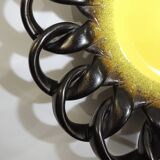 Iridescent brown and yellow braided ceramic cup/table center/Fruit bowl/Vallauris/Vintage