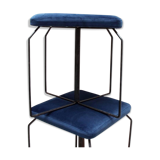 Paire de tabouret métal et velours bleu