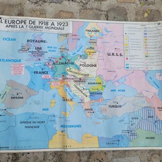Carte géographique scolaire Europe avant/après guerre