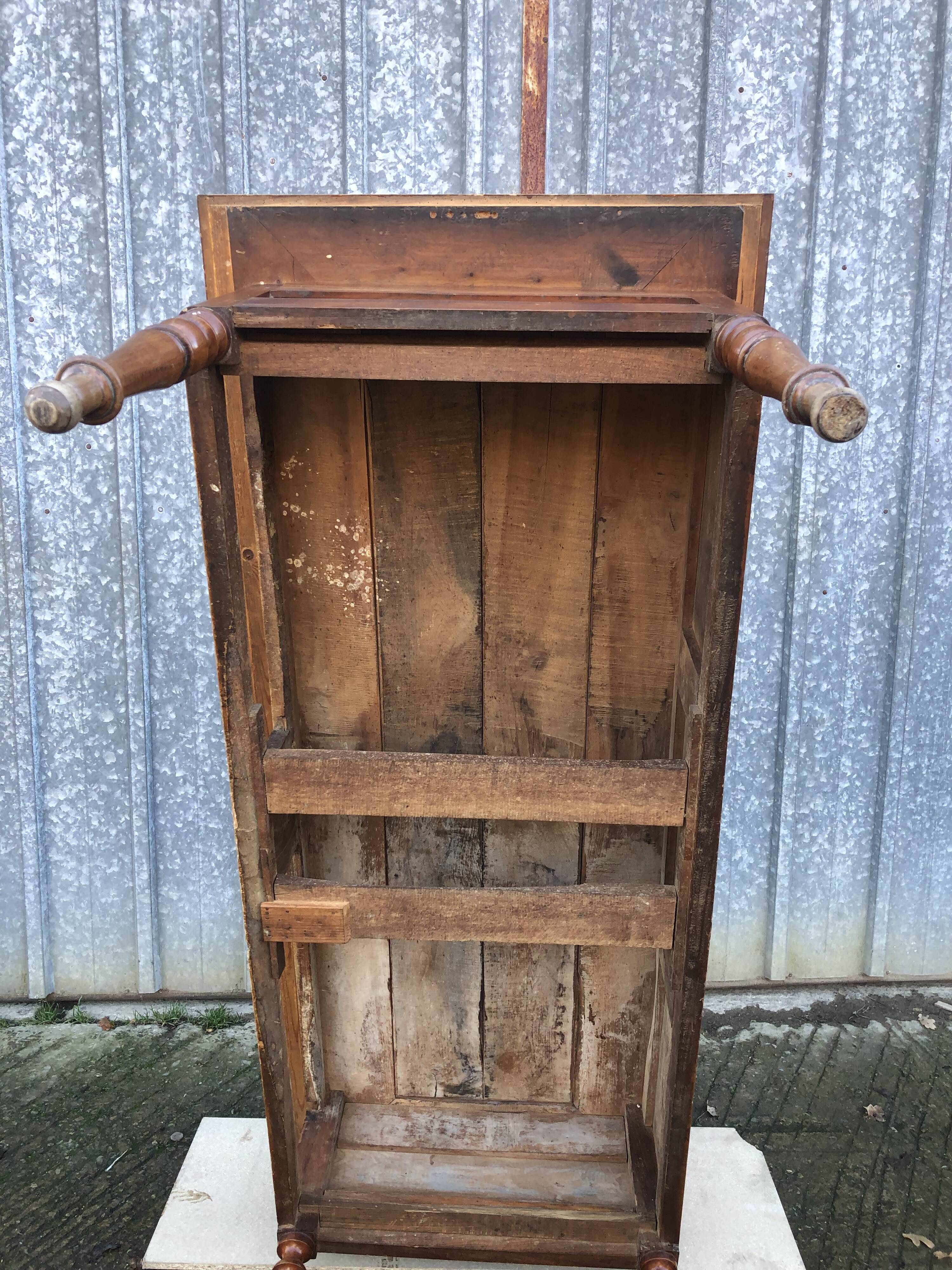 Solid cherry game table with 2 front drawers and panelled crosspieces.