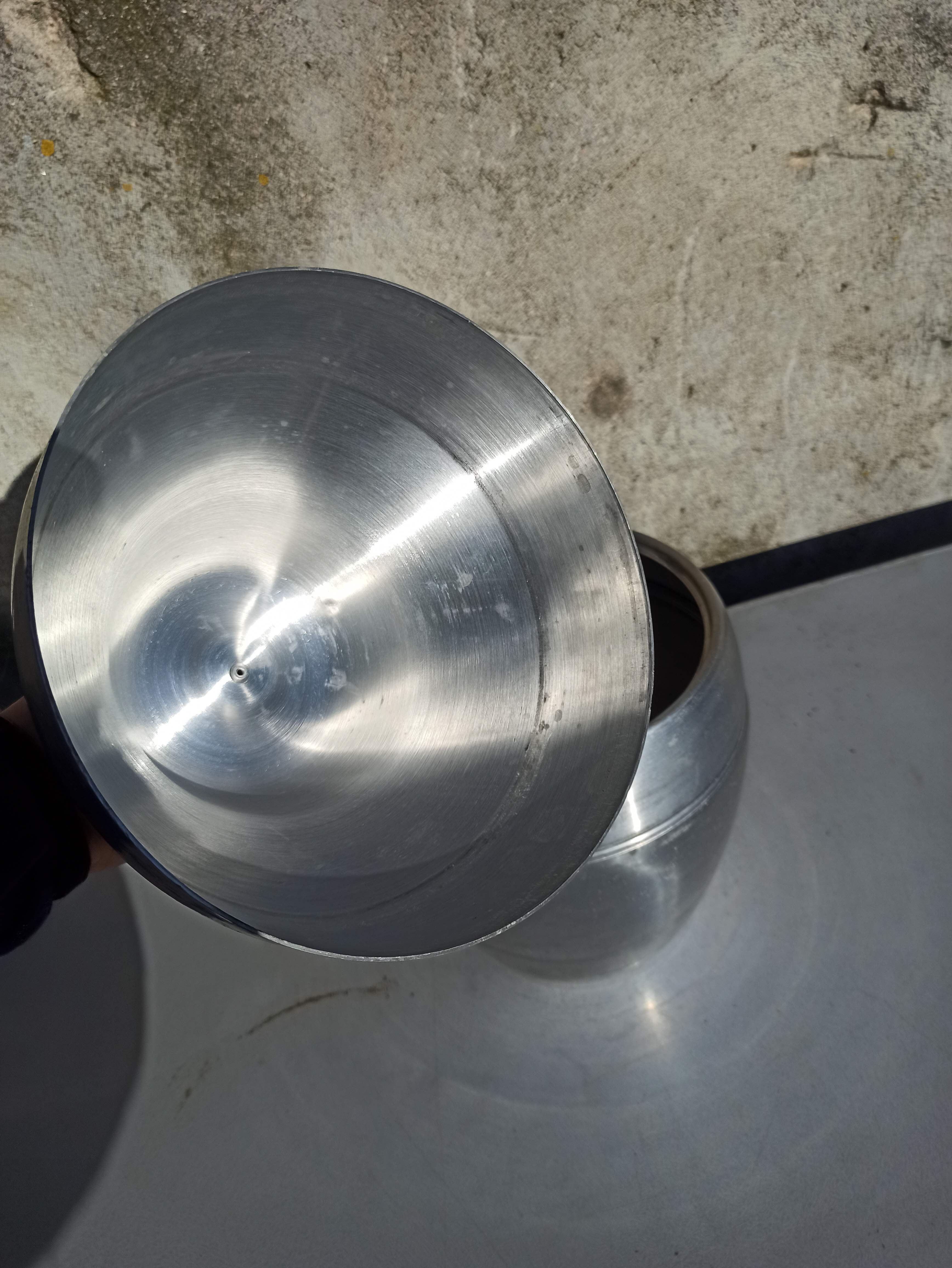 Old ice bucket ice cube in the shape of aluminum pear