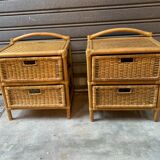 Pair of rattan bedside tables 1970s