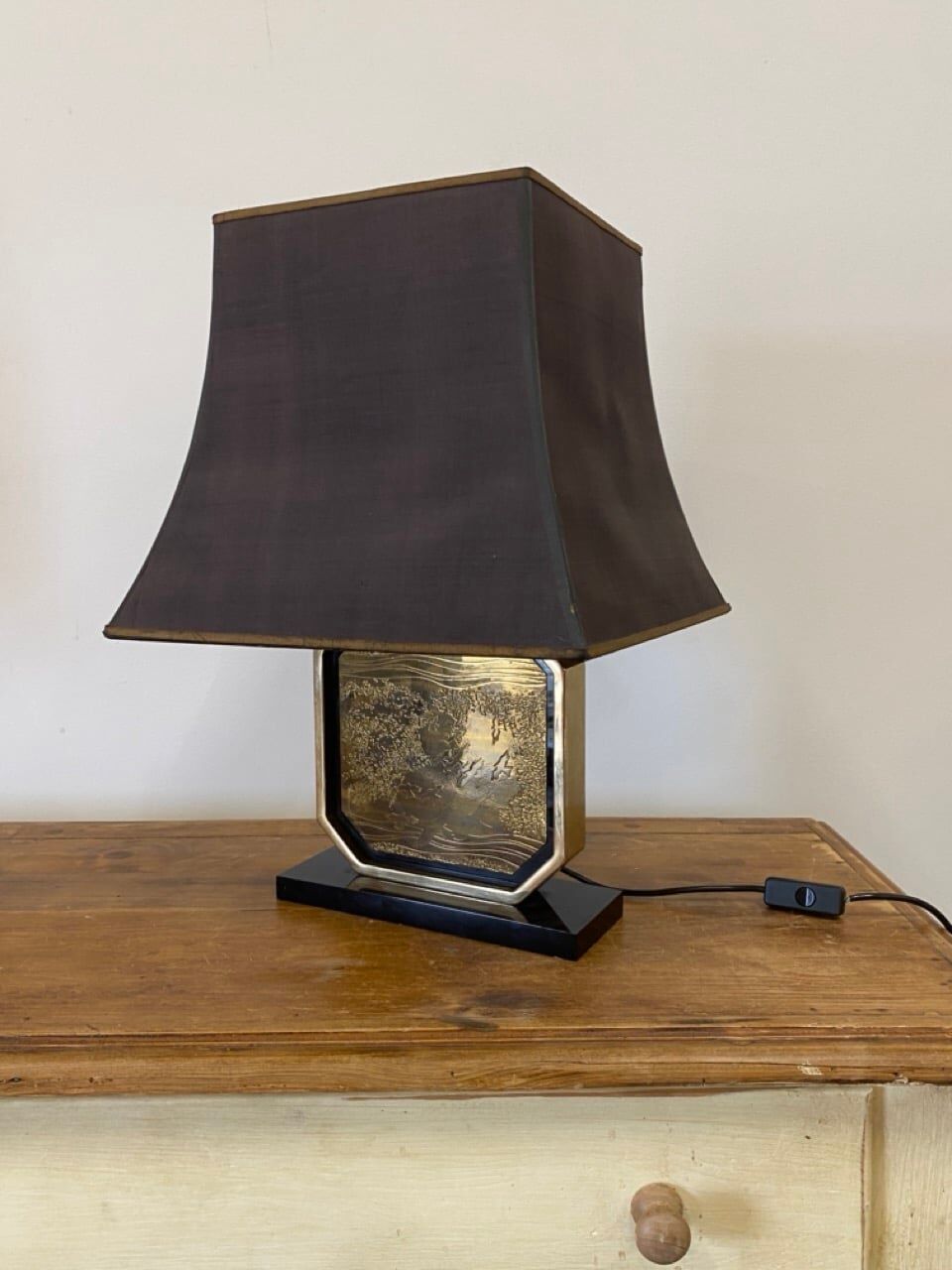 Pair of brass lamps