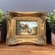 Oil on Panel Signed – Courtyard Scene with Roosters and Hens