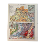 Old map of North and East of the France from 1945