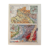 Old map of North and East of the France from 1945