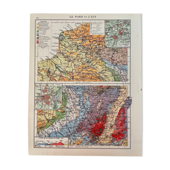 Old map of North and East of the France from 1945