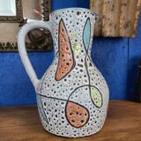 Hyèvre art pitcher signed polychrome enamels