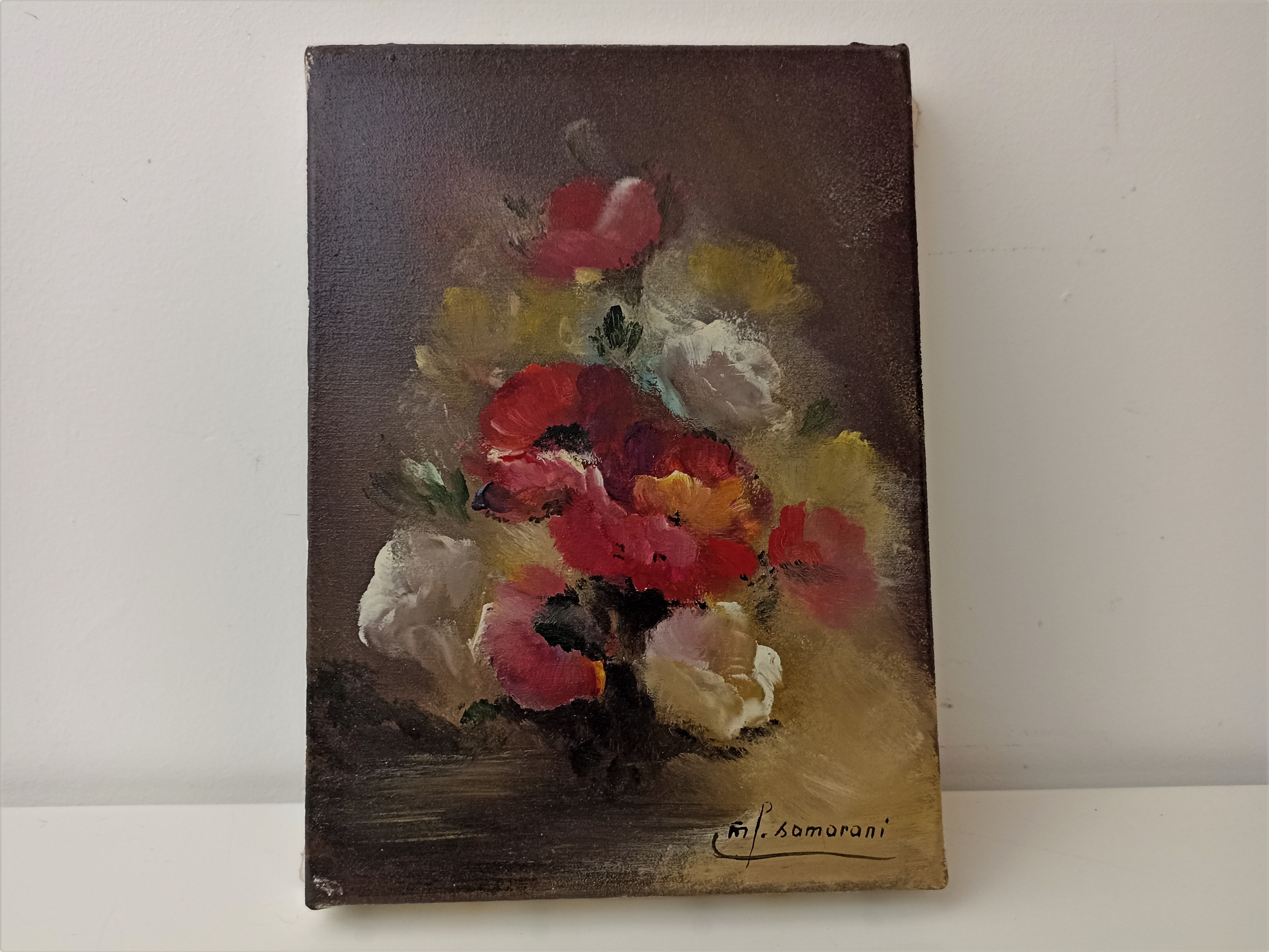 Small oil on canvas bouquet of flowers