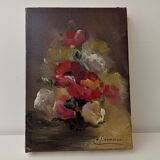 Small oil on canvas bouquet of flowers