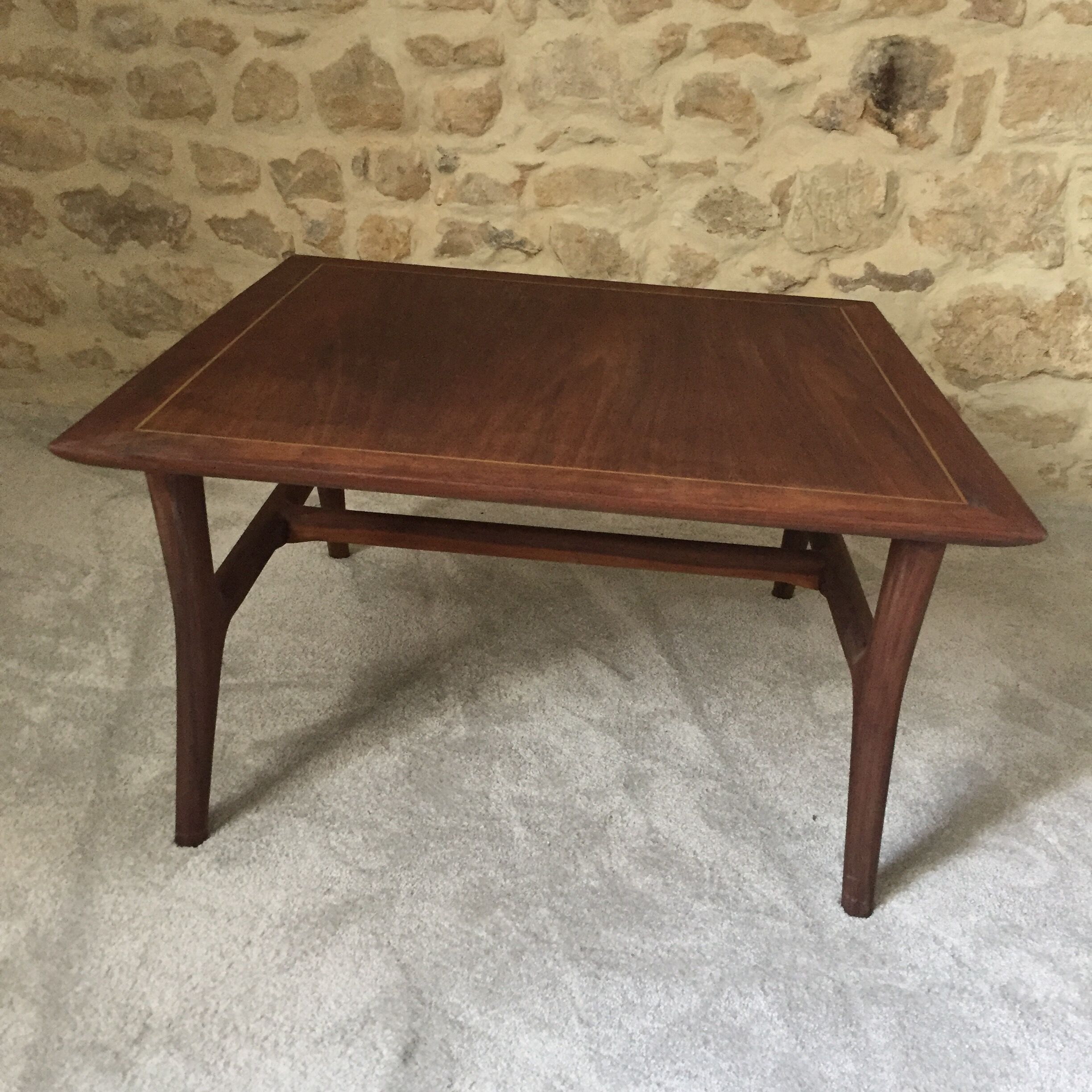 Teak and brass coffee table