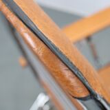 1970s Italian folding lounge chair with leatherette upholstery