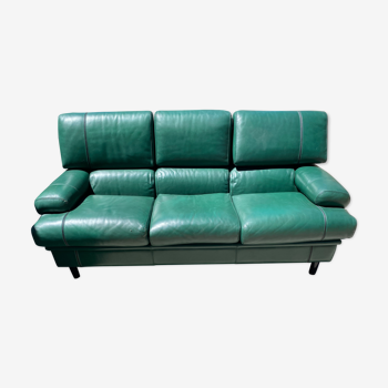 3-seater sofa green leather