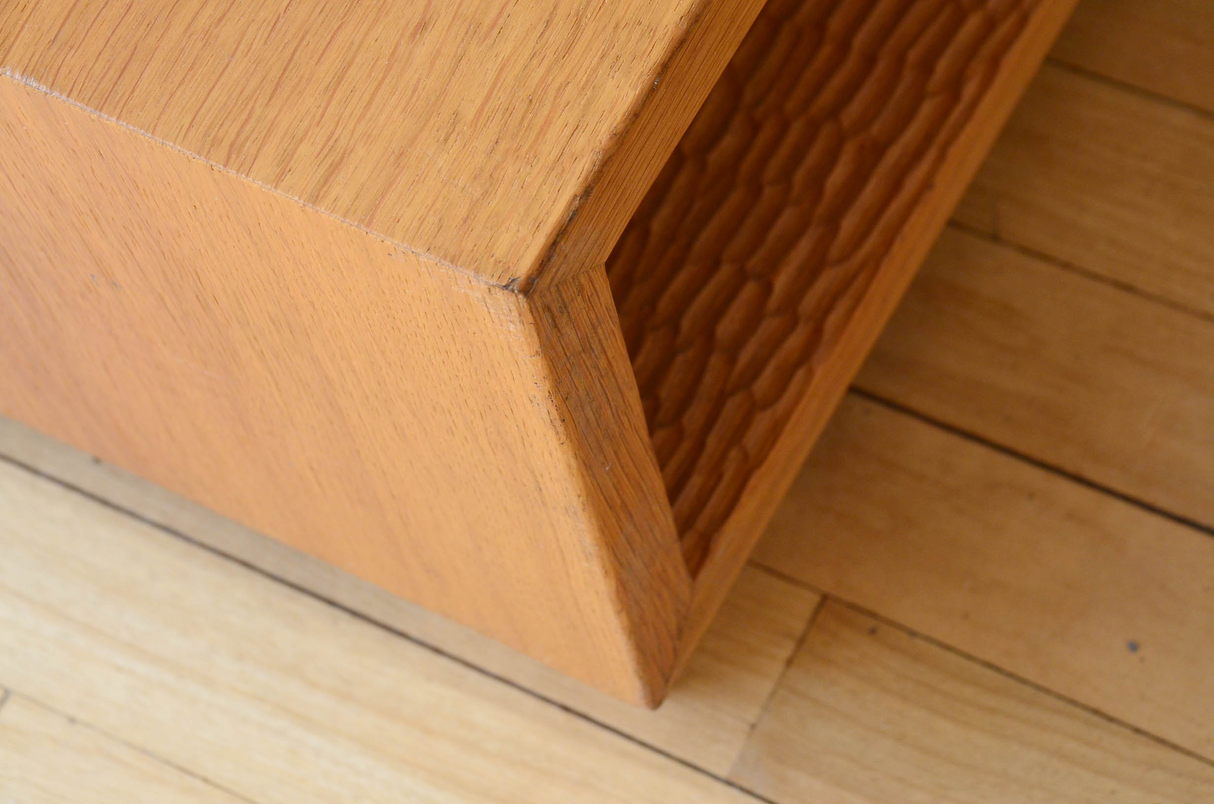 Coffee table Ecart International by Andrée Putman model "crossing" oak wood