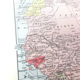 Carte ancienne Afrique occidentale et équatoriale Française en 1950 43x43cm