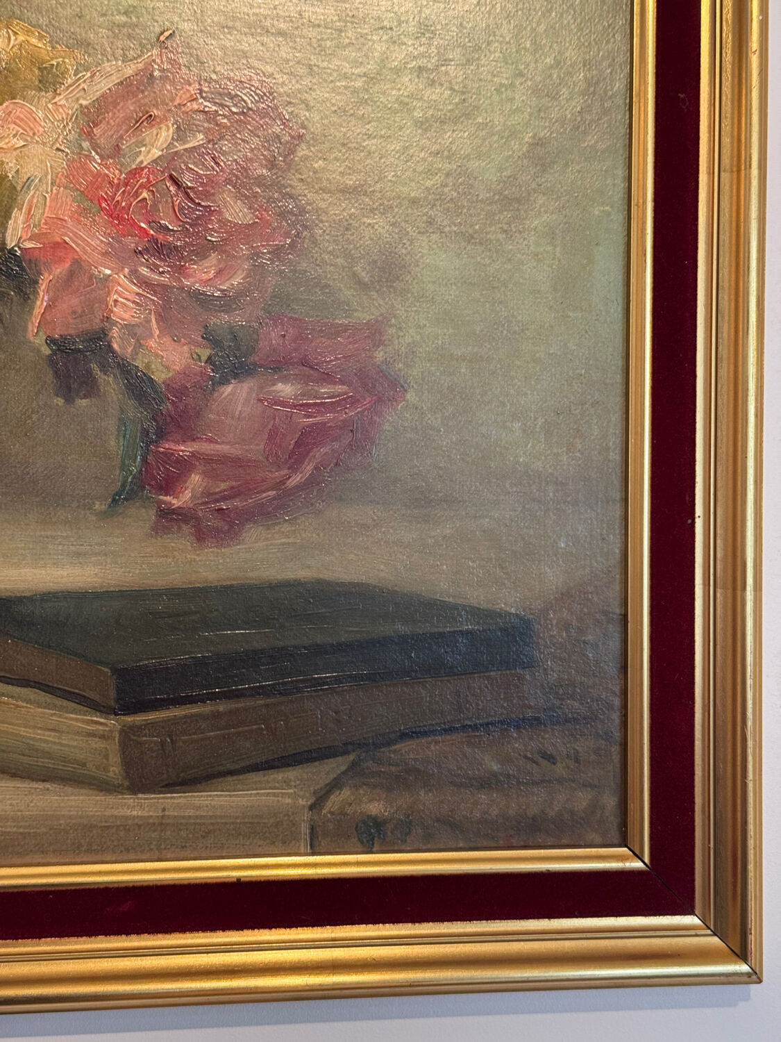 Antique painting, Still life with roses, signed Chaleyé