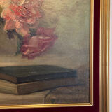 Antique painting, Still life with roses, signed Chaleyé