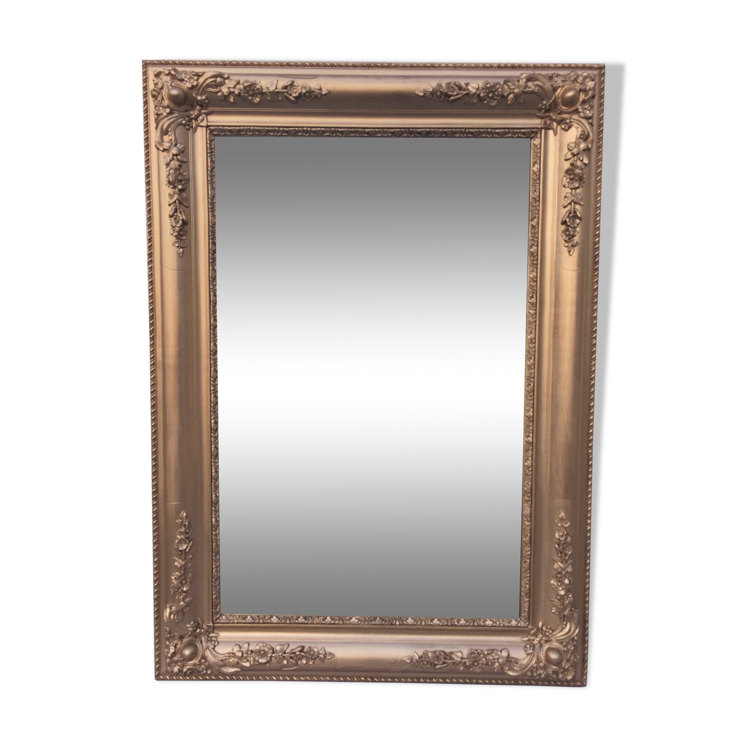 Large Mirror Baroque Wood Stucco Gilded Period XIXth Way Louis XV....