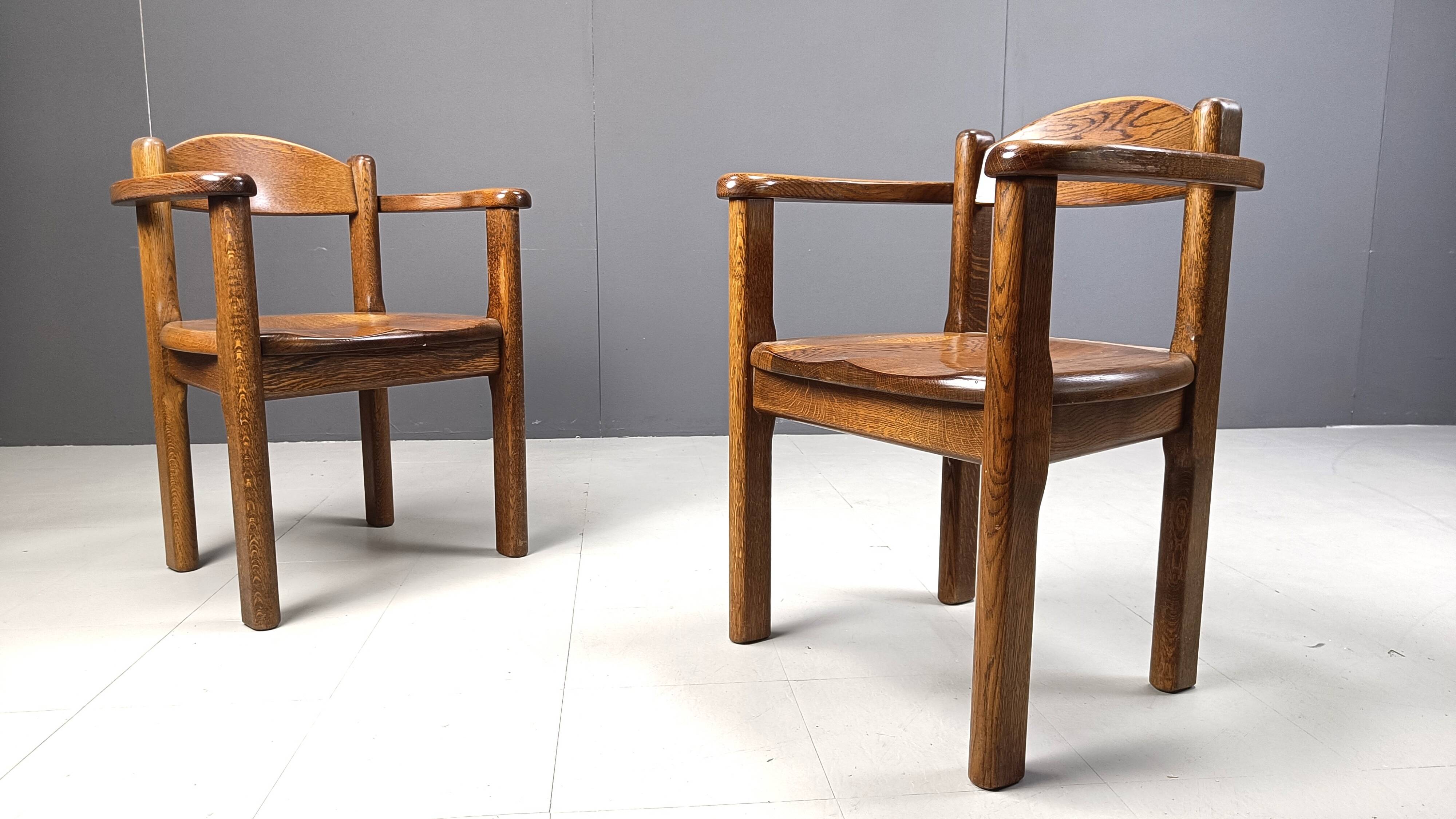 Vintage wooden armchairs made in Belgium, 1970s