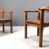 Vintage wooden armchairs made in Belgium, 1970s