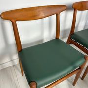 1950s set of 5 vintage Danish teak dining chairs W2 by Hans J. Wegner for CM Madsen