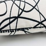 Rectangular cushion, cover and insert, black and white. Sophia model