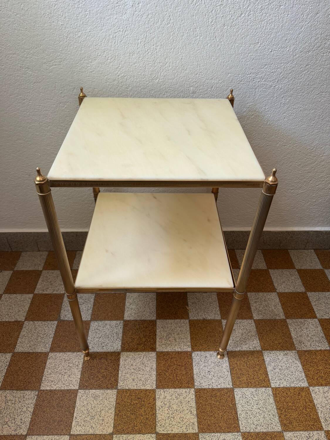 60s brass marble side table