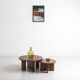 Duo of solid walnut coffee tables with a contemporary design base