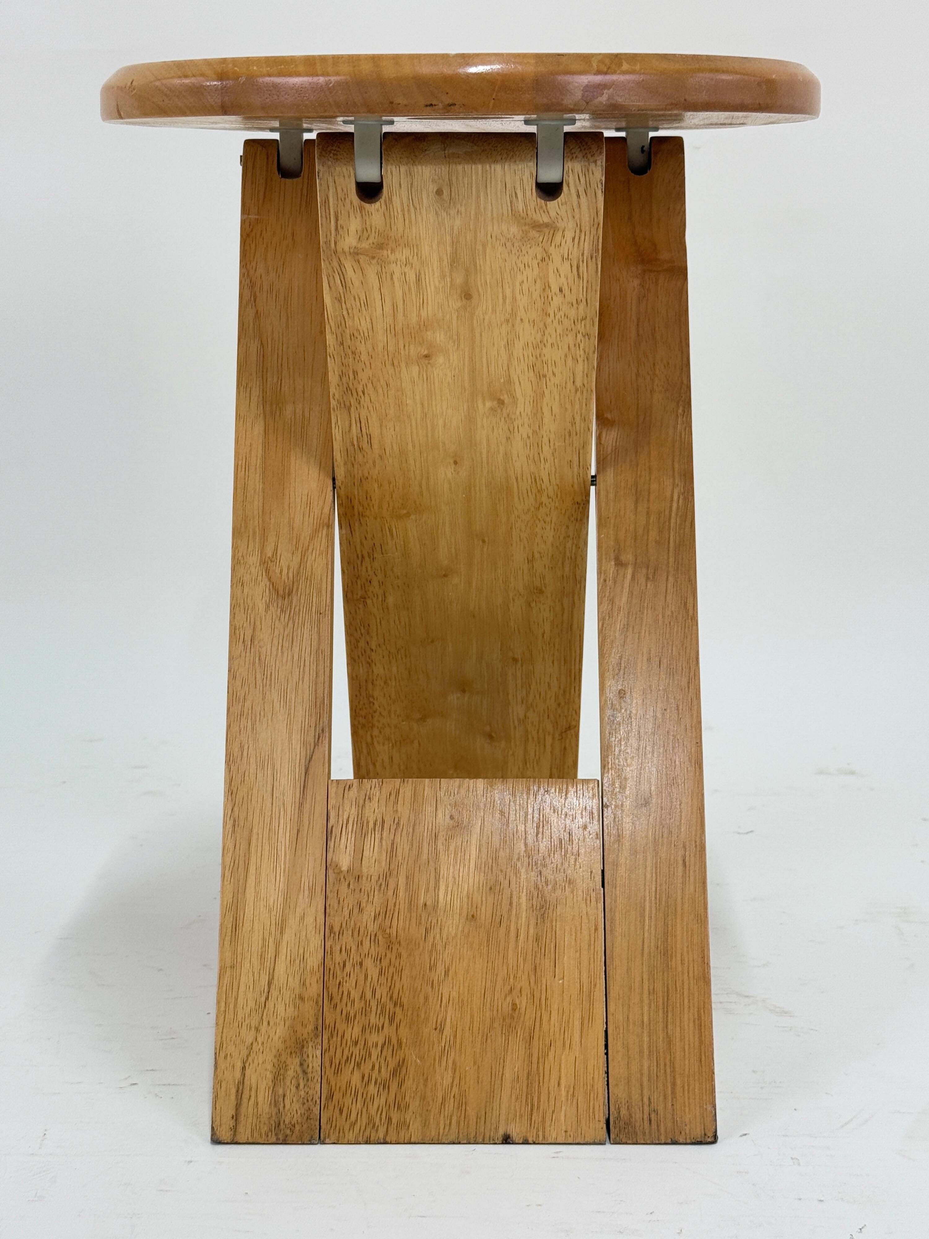 Suzy DLG Roger Tallon Wood Stool - no Charlotte Perriand - Vintage