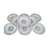 Lot de 9 assiettes creuses Digoin Sarreguemines modèle Bernadette. En parfait état, à l'exception d'