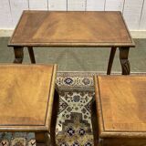 Set of 3 English walnut nesting tables from the 1950s