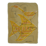 Victor brauner: surrealist portrait (interstice traces) - lithograph o
