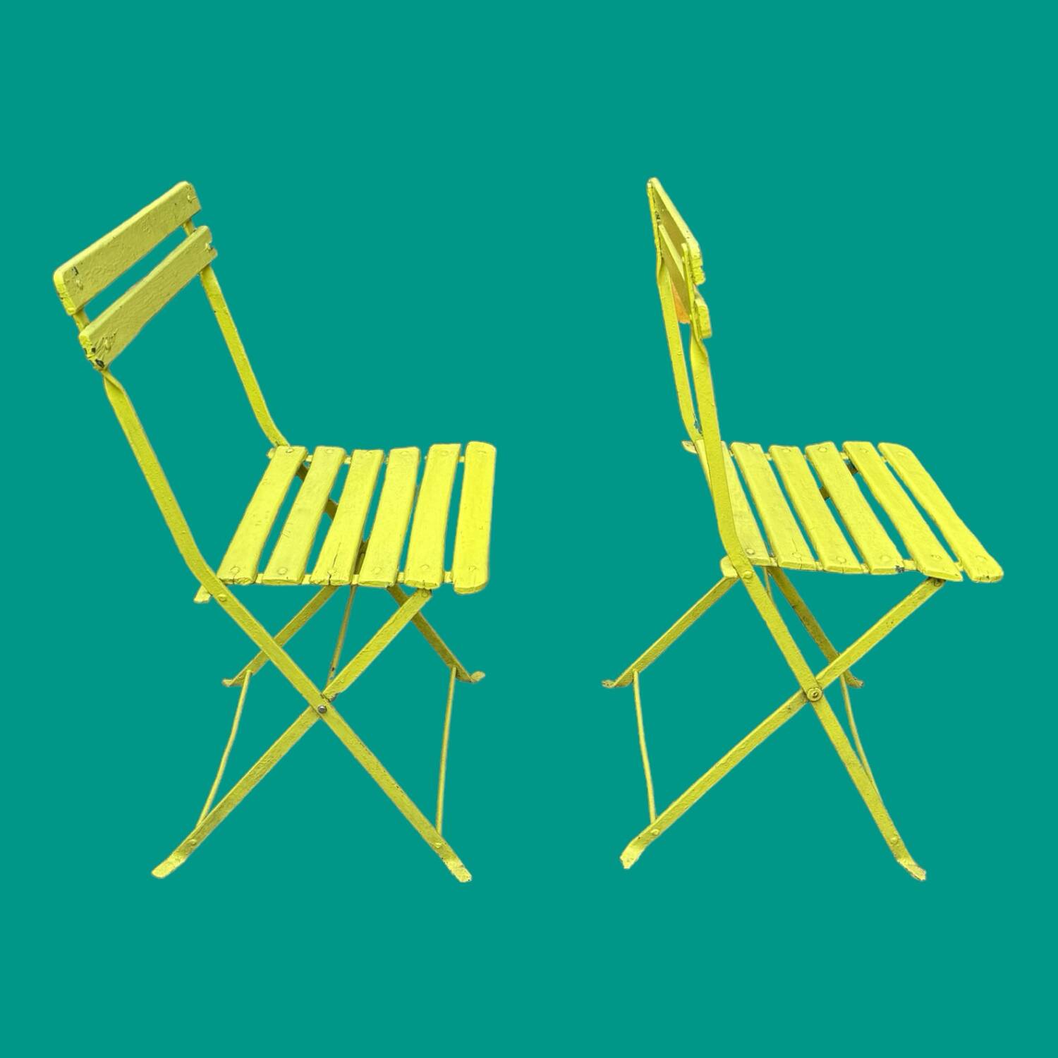 Two old folding garden chairs
