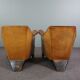 Pair of vintage sheep leather Art Deco armchairs by Bart van Bekhoven