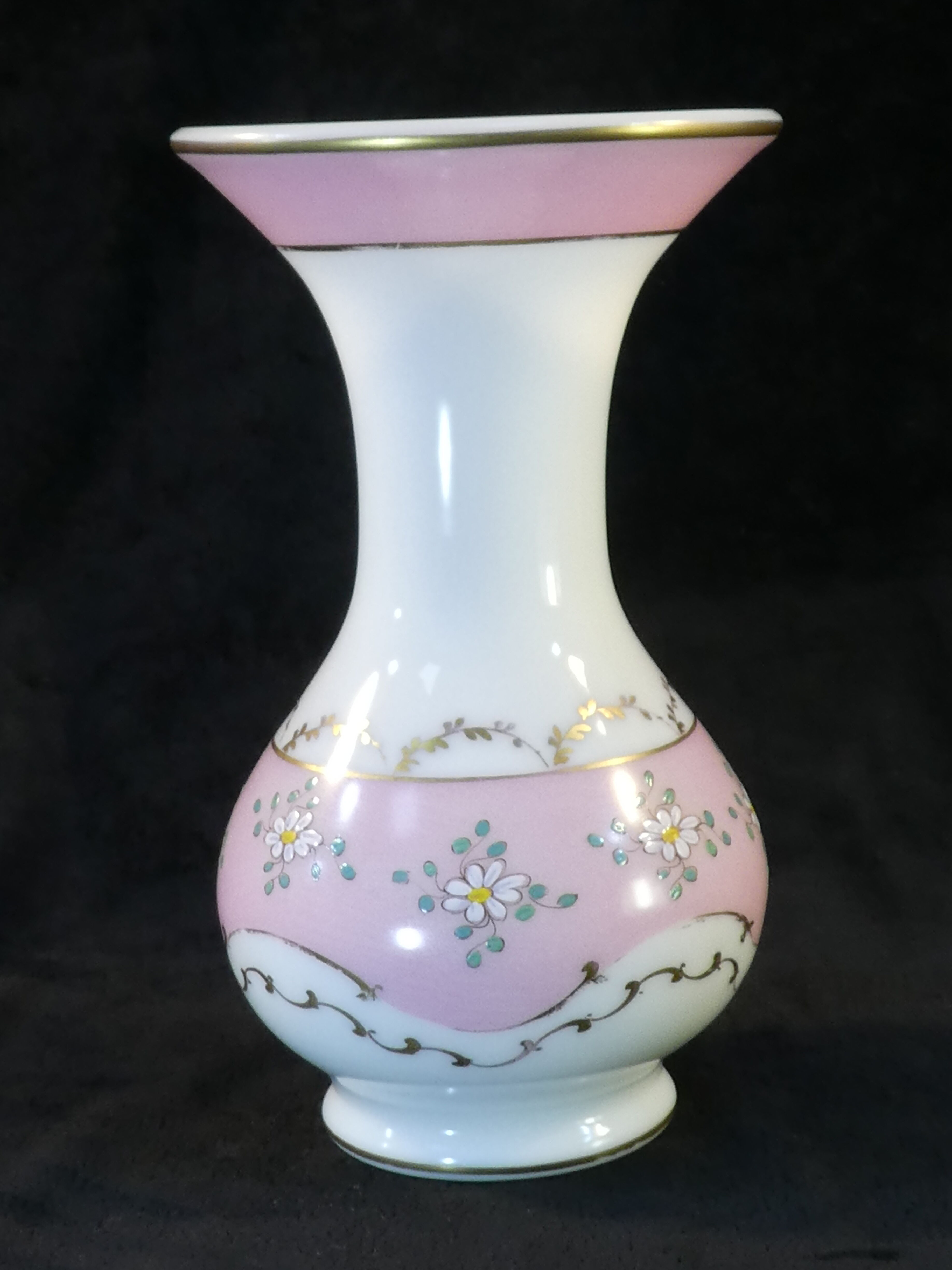 Pansu vase in opaline decoration of enamelled flowers NAPOLEON 3