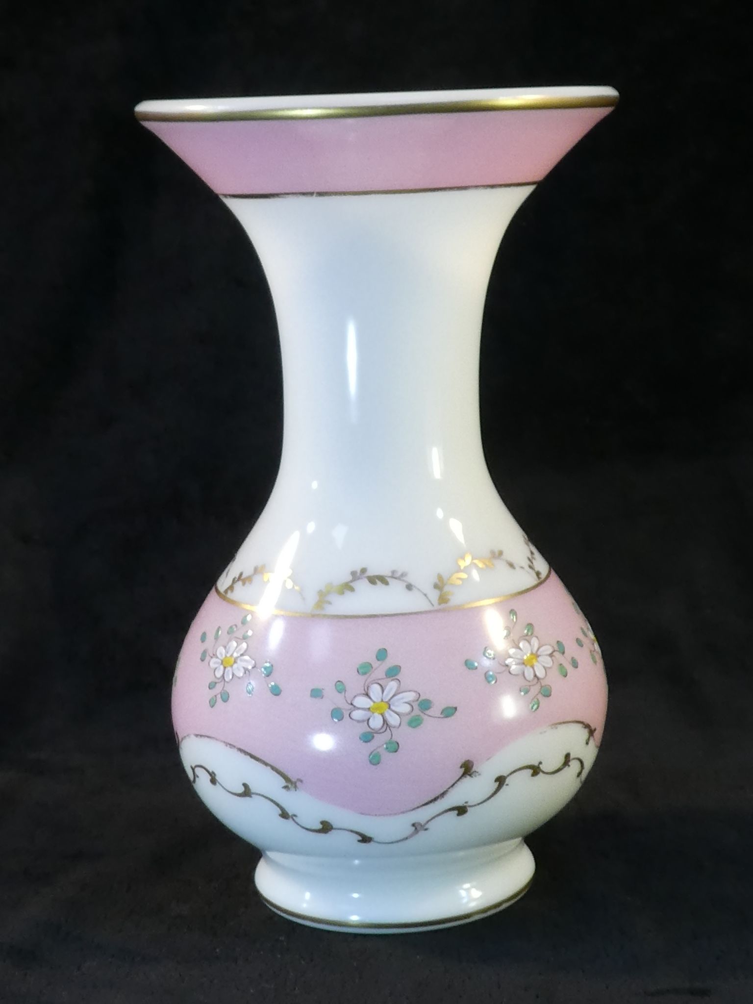 Pansu vase in opaline decoration of enamelled flowers NAPOLEON 3